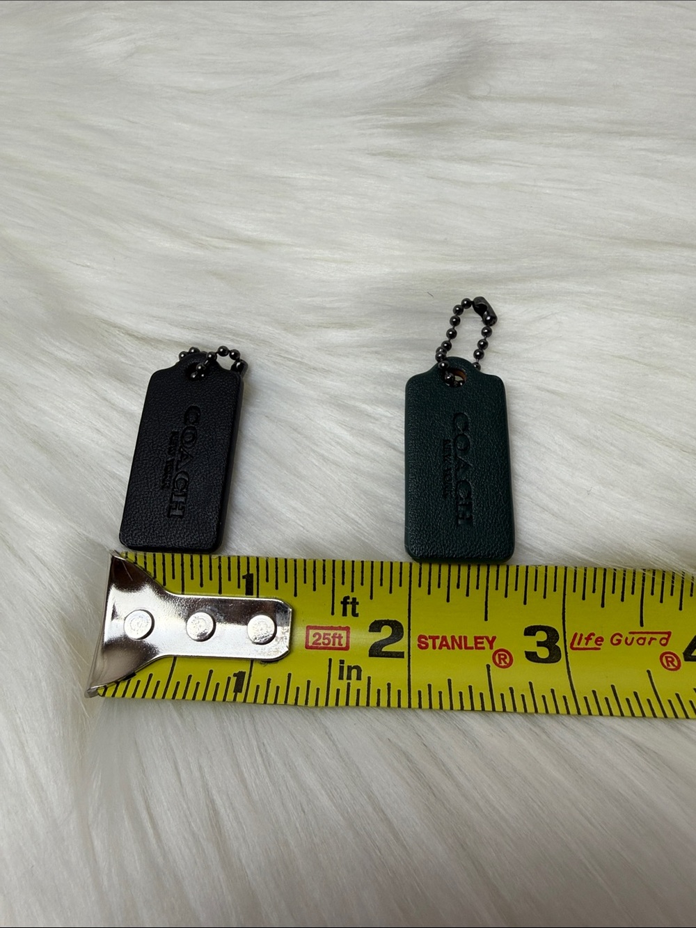 Coach Leather Bag Tags in Black and Dark Green - Set of 4 - Picture 8 of 8